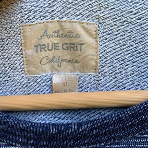 True Grit California 100% cotton blue striped sweatshirt thick teeshirt men’s XL - Picture 6 of 8